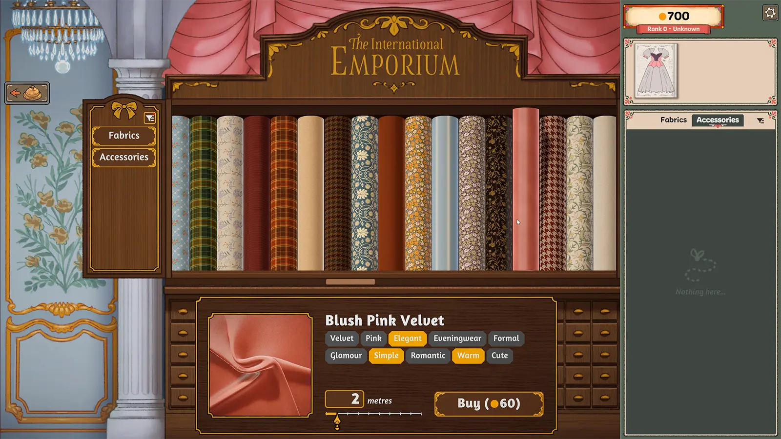 The International Emporium fabric shop with a velvet selected